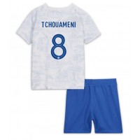 Camiseta Francia Aurelien Tchouameni #8 Visitante Equipación para niños Mundial 2022 manga corta (+ pantalones cortos)